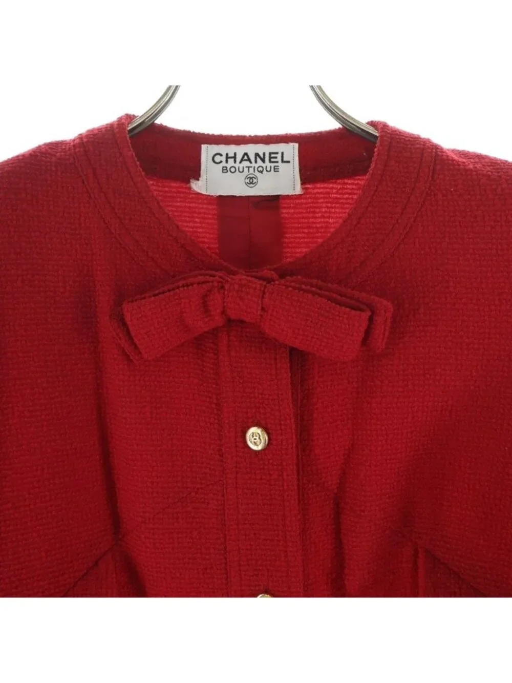 Chanel Long Coat Ribbon Gold Button Wool